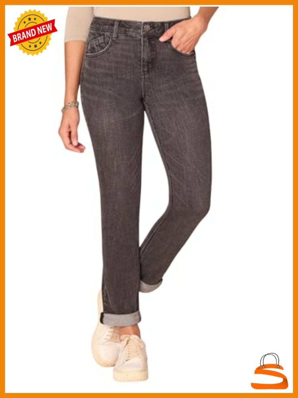 Mid-Rise Roll-Up Cuff Fit Tech Jeans with Bootcut Style